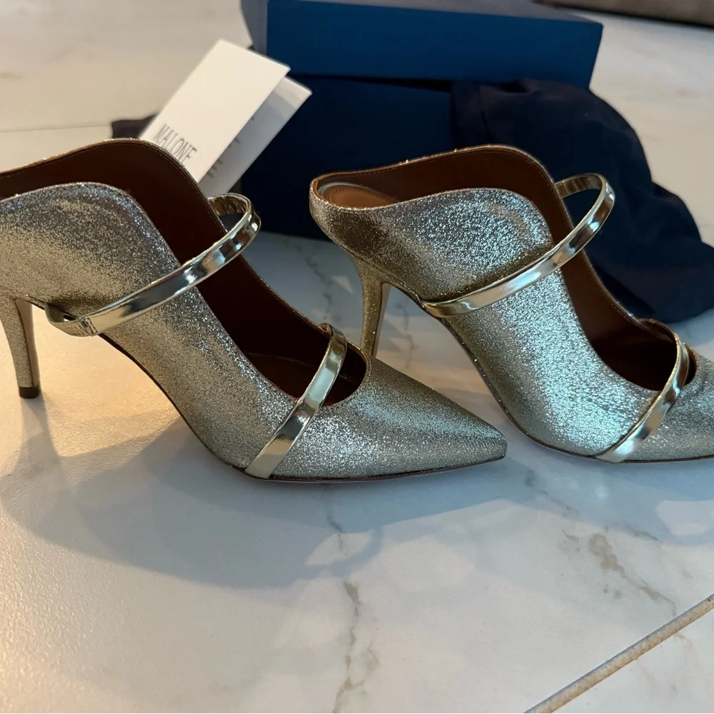 NIB Malone Souliers Glitter and Mirror Leather Shoes - Picture 3 of 10